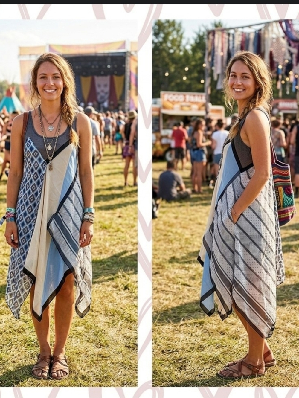 Upcycled scarf top tunic S festival original flowy artsy fairy